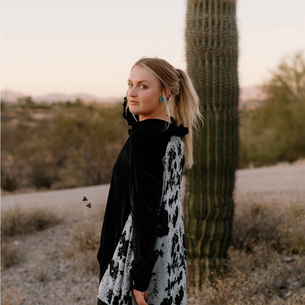 Velvet Cowprint Oversized Button Down Shirt